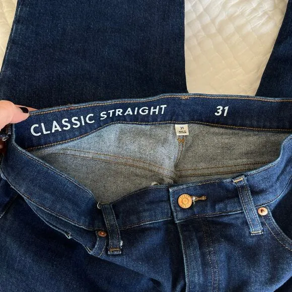 J. Crew High Rise '90s Classic Straight Fit Jean in Rinse Wash Sz 31 Blue Denim