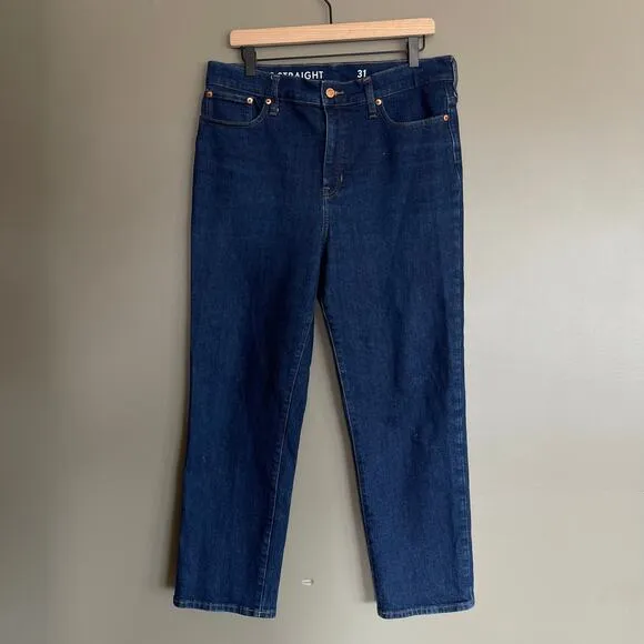 J. Crew High Rise '90s Classic Straight Fit Jean in Rinse Wash Sz 31 Blue Denim