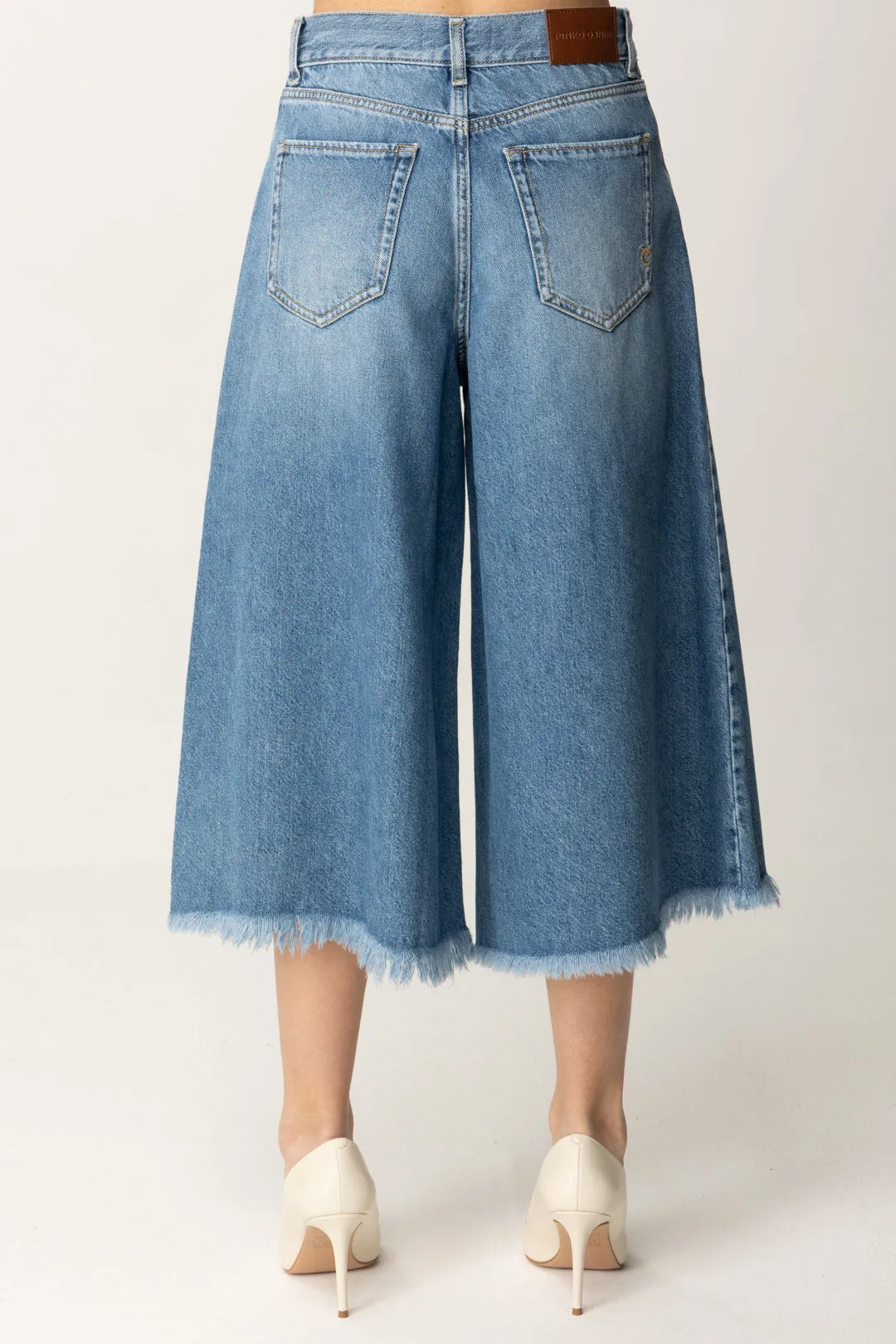 Jeans Culotte con Orlo Sfrangiato