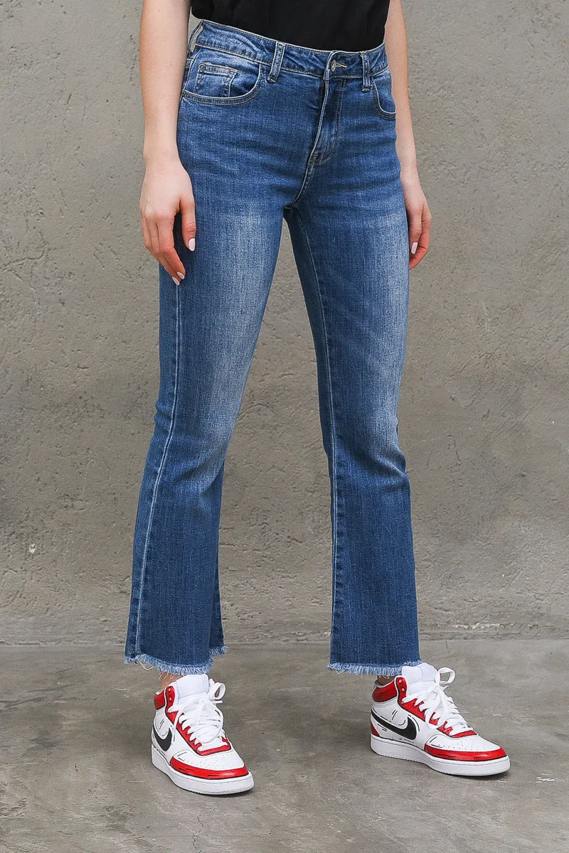 Jeans Trombetta Strappato - Denim