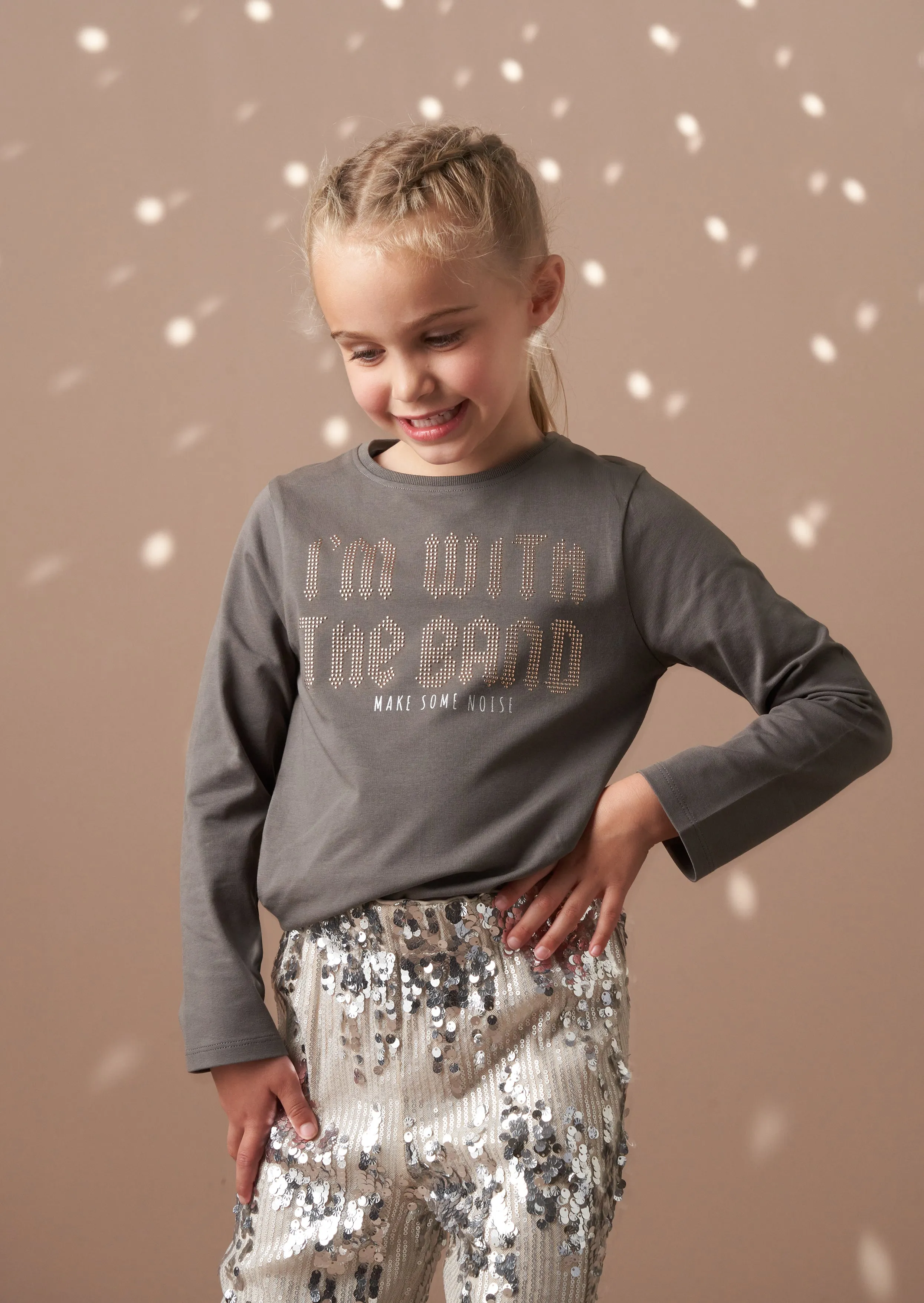 Jem Grey Long Sleeve Stud T Shirt