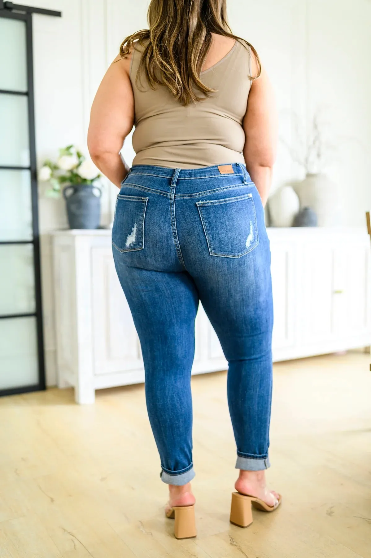 Judy Blue High-Rise Button Fly Cuffed Skinny Jeans