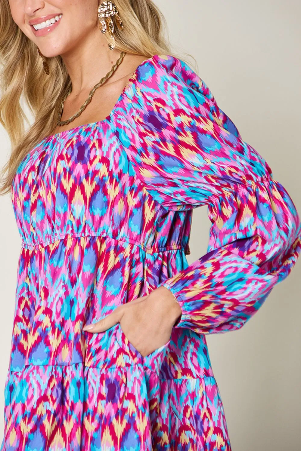 Juliette Full Size Printed Long Sleeve Dress
