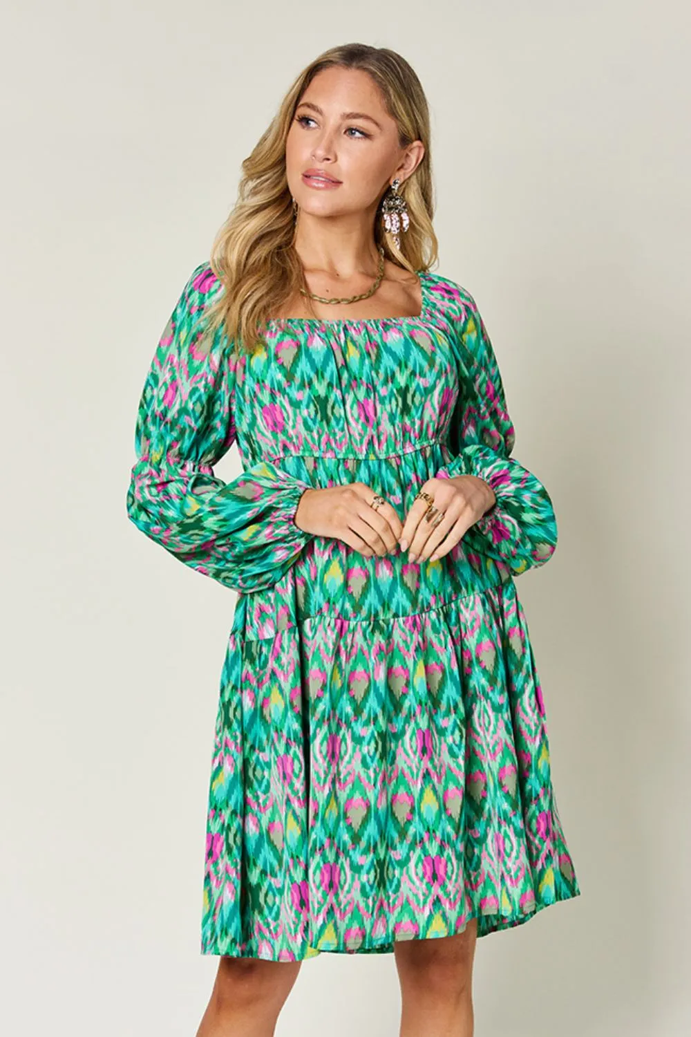 Juliette Full Size Printed Long Sleeve Dress