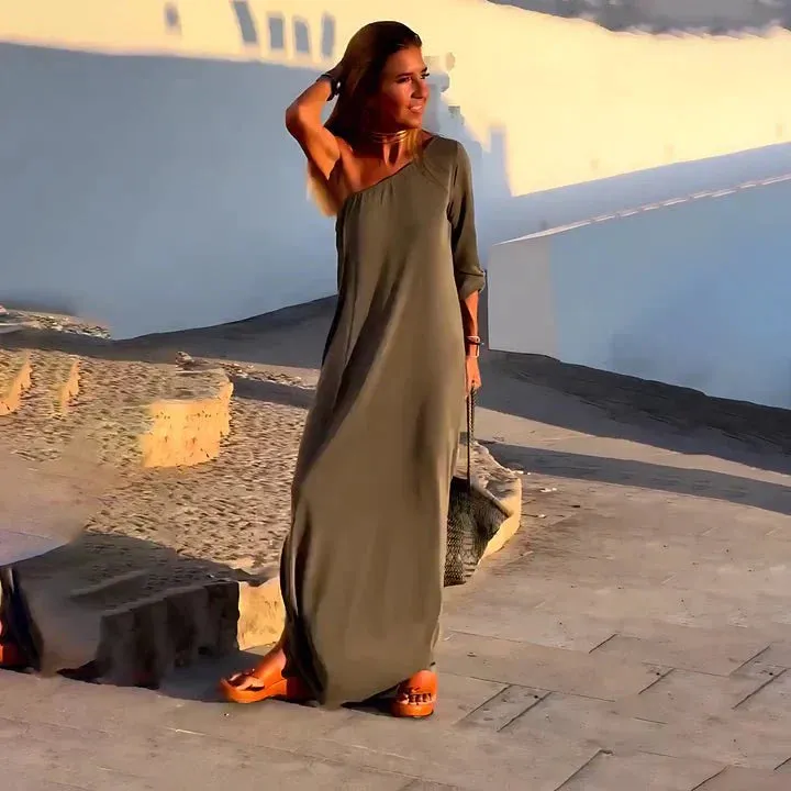 Juna - Unique Diagonal Shoulder Woman's Dress
