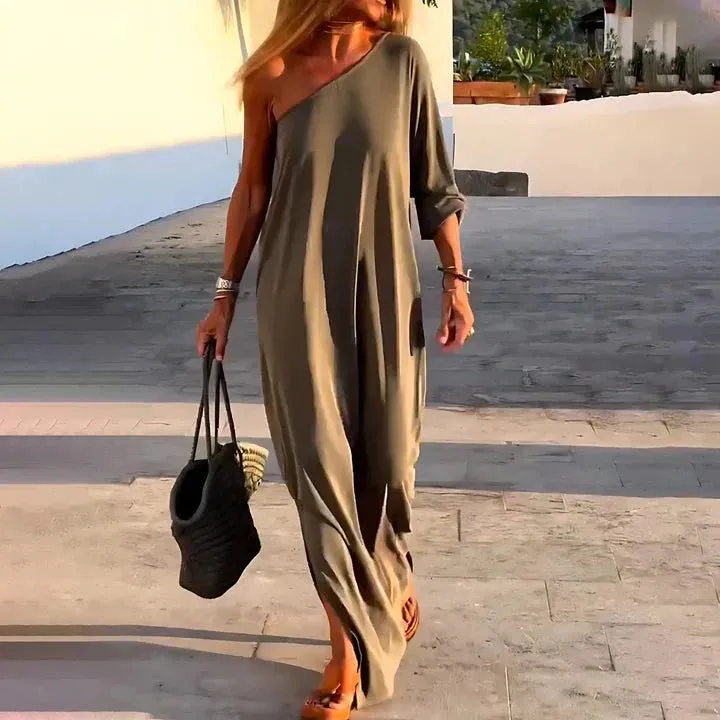 Juna - Unique Diagonal Shoulder Woman's Dress