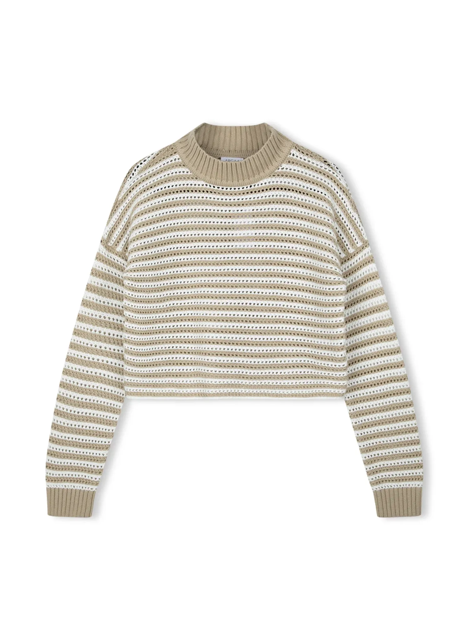 June Cropped Sweater - Cream/Taupe