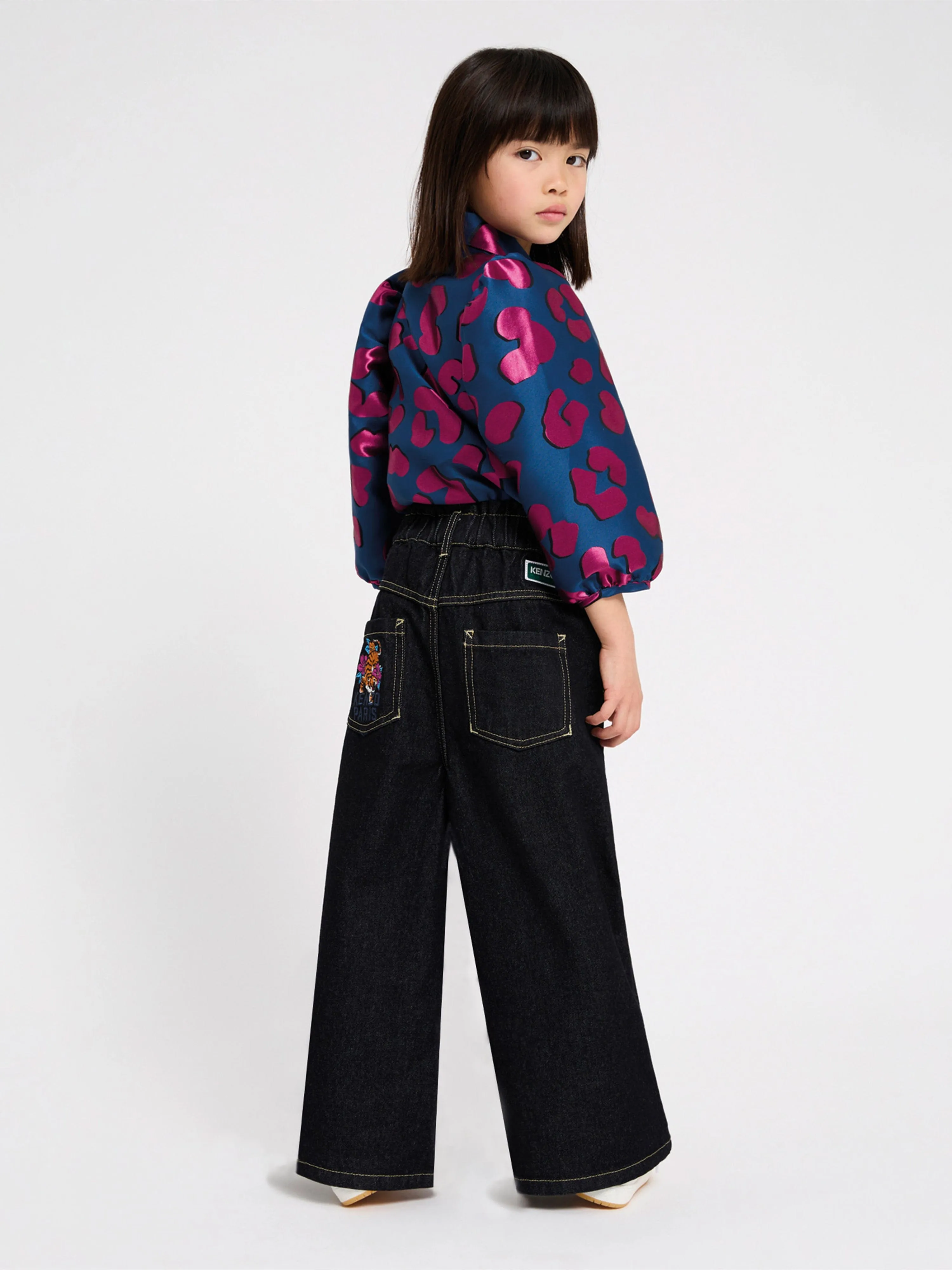 KENZO Girls Wide Leg Jeans in Black