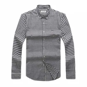 Lacoste Gingham Cotton Long Sleeve Shirt- Black
