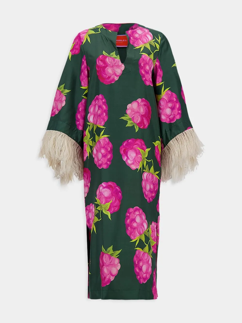 Lampone Feathered Silk Kaftan