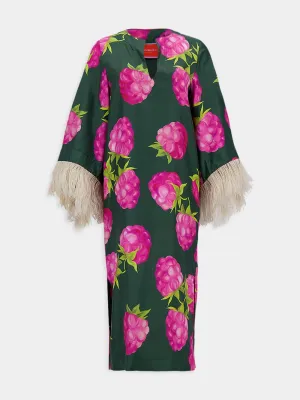 Lampone Feathered Silk Kaftan