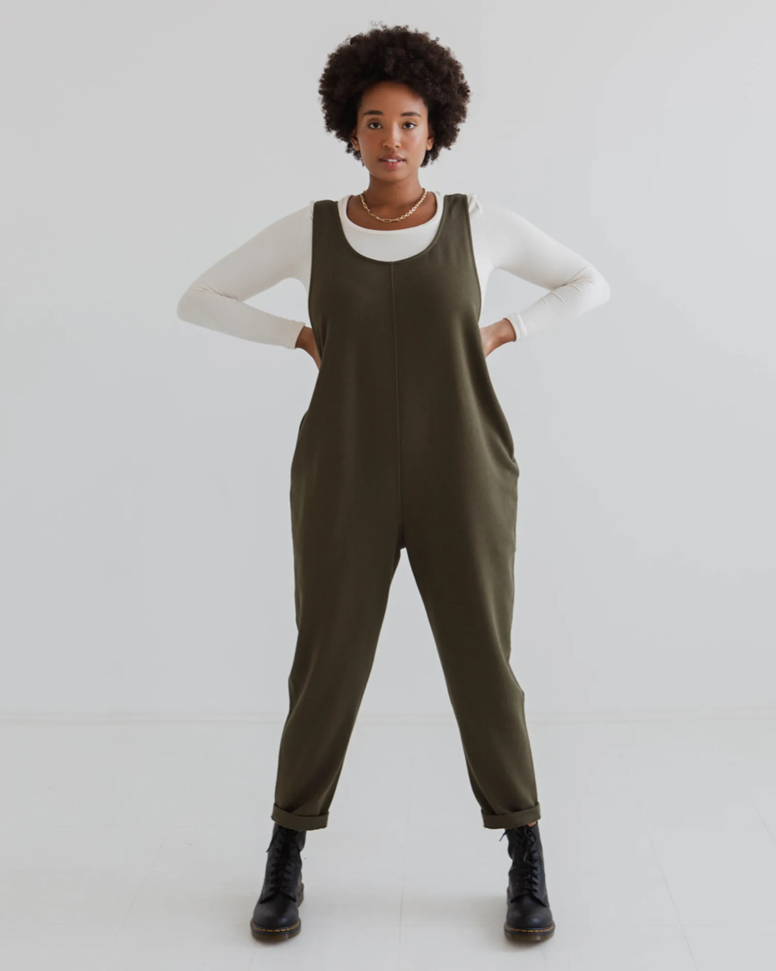 Laura 100% Organic Cotton Jumpsuit - Olive