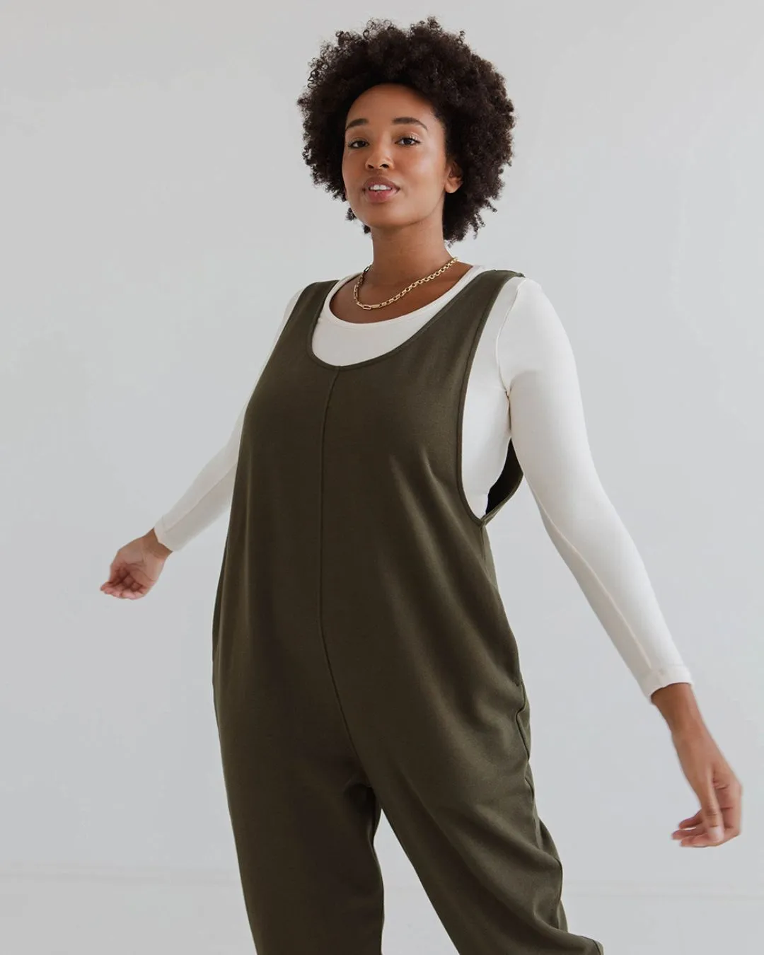Laura 100% Organic Cotton Jumpsuit - Olive
