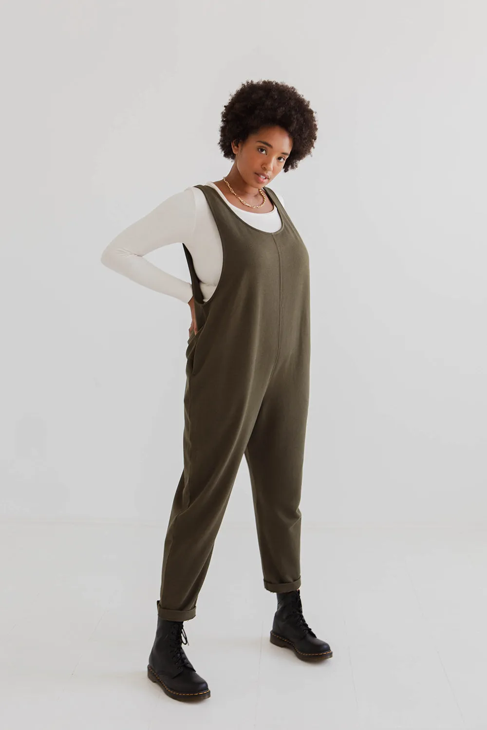 Laura 100% Organic Cotton Jumpsuit - Olive