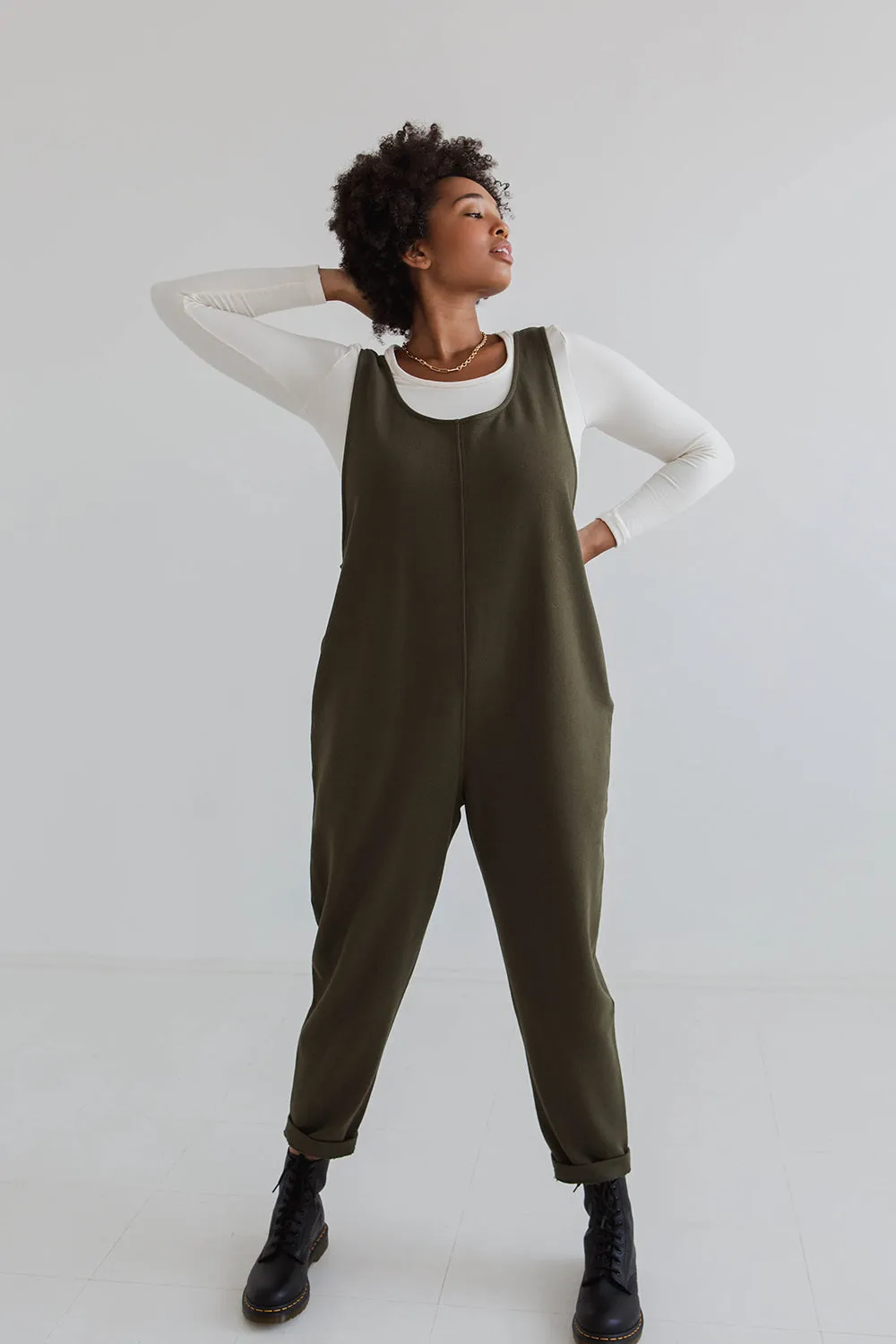 Laura 100% Organic Cotton Jumpsuit - Olive