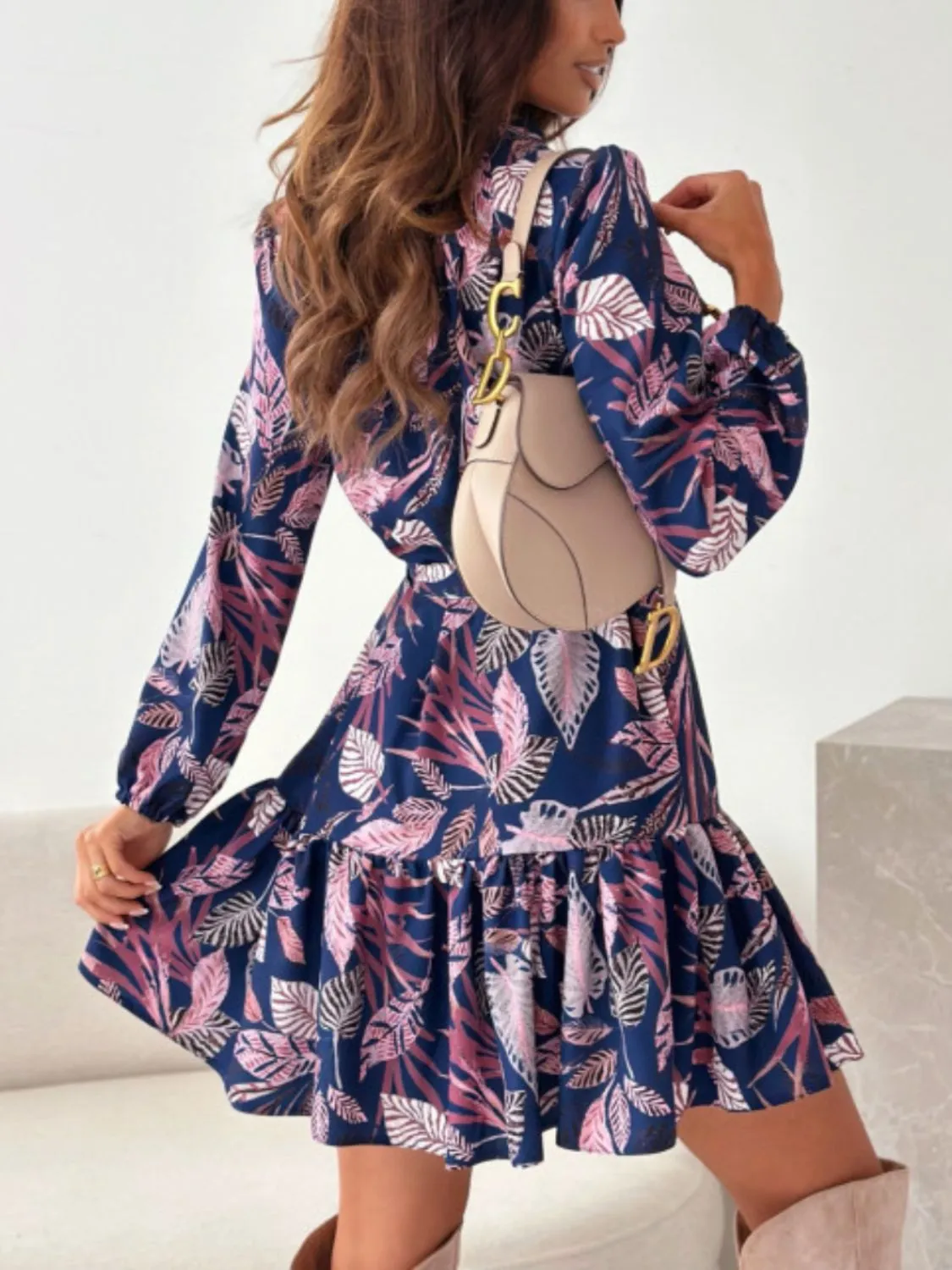 Leona Ruffle Hem Floral Long Sleeve Dress