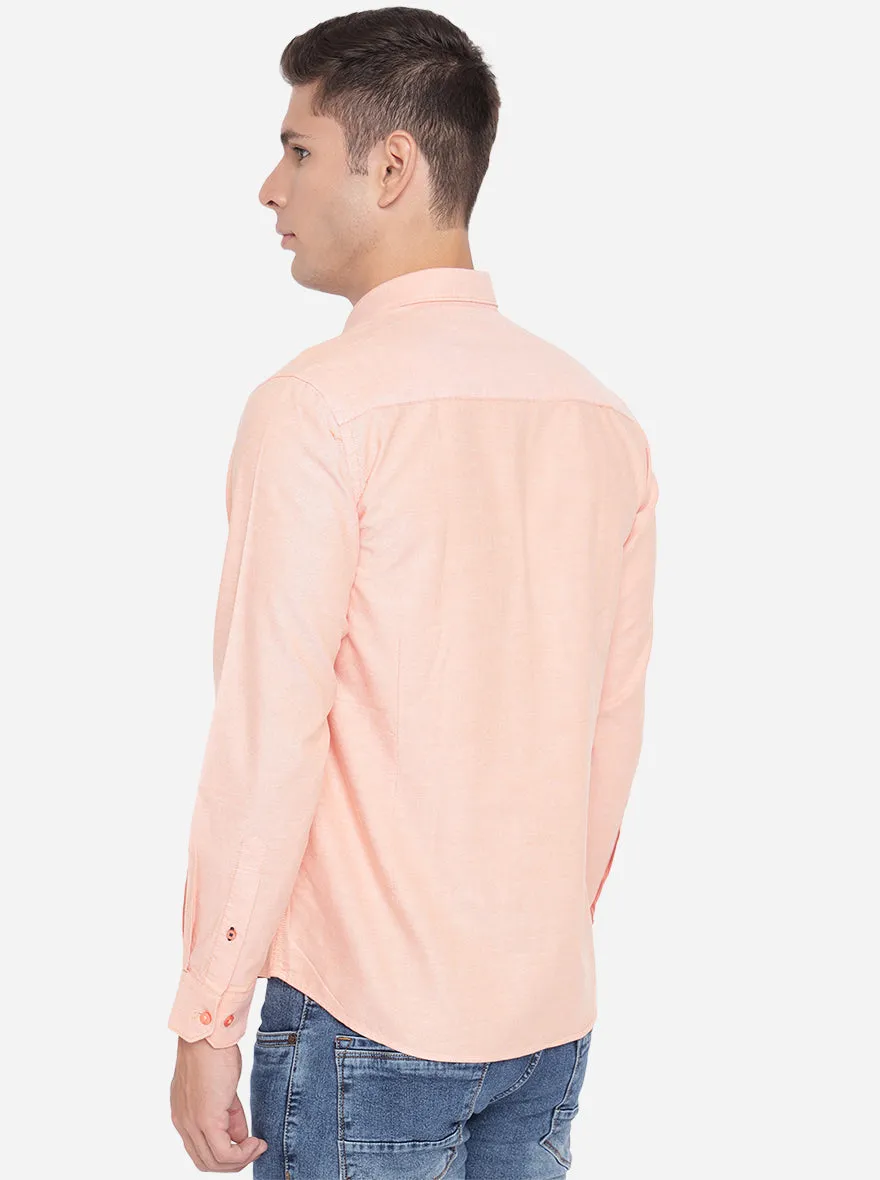 Light Pink Solid Slim Fit Casual Shirt | Greenfibre