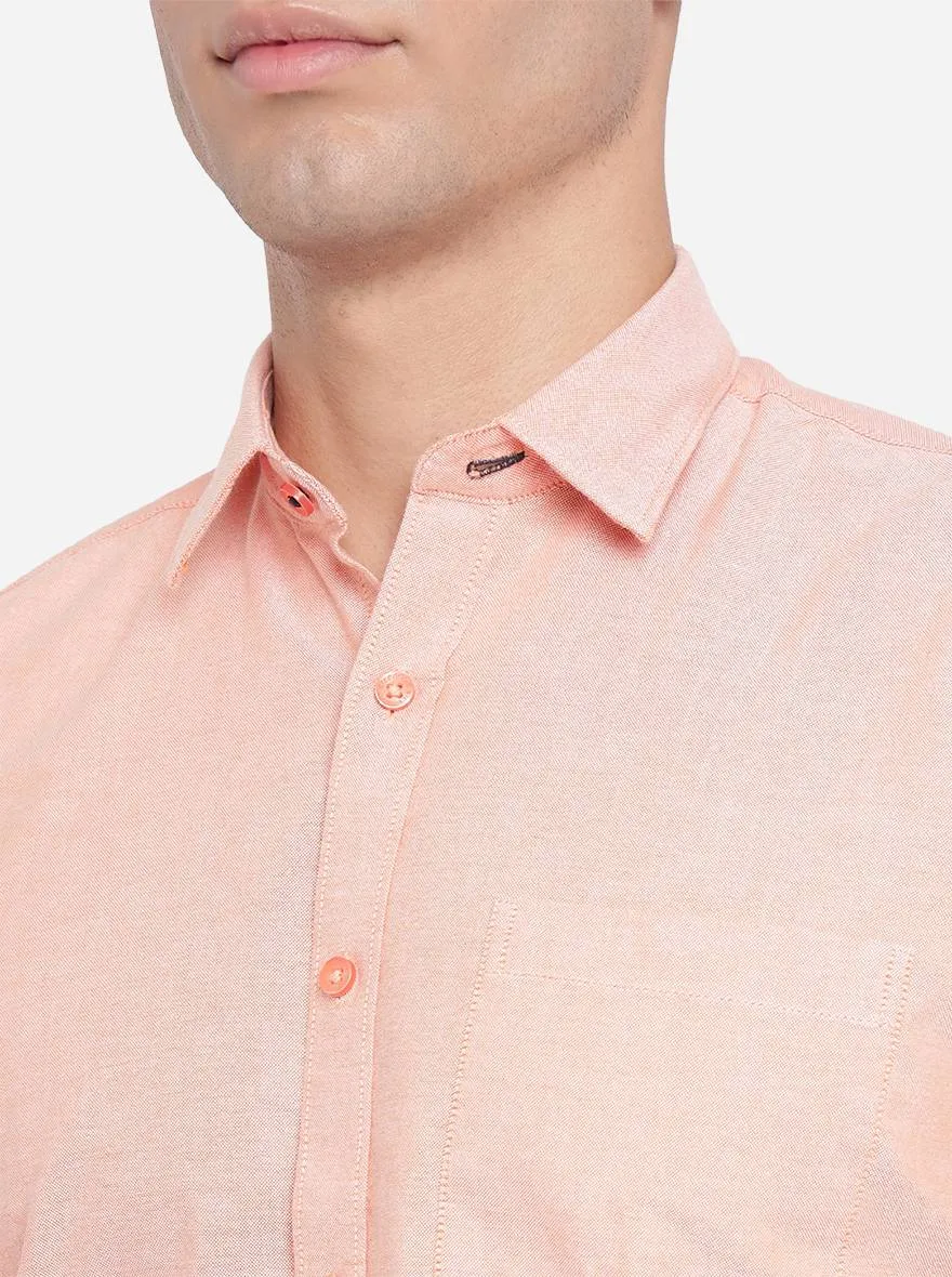 Light Pink Solid Slim Fit Casual Shirt | Greenfibre