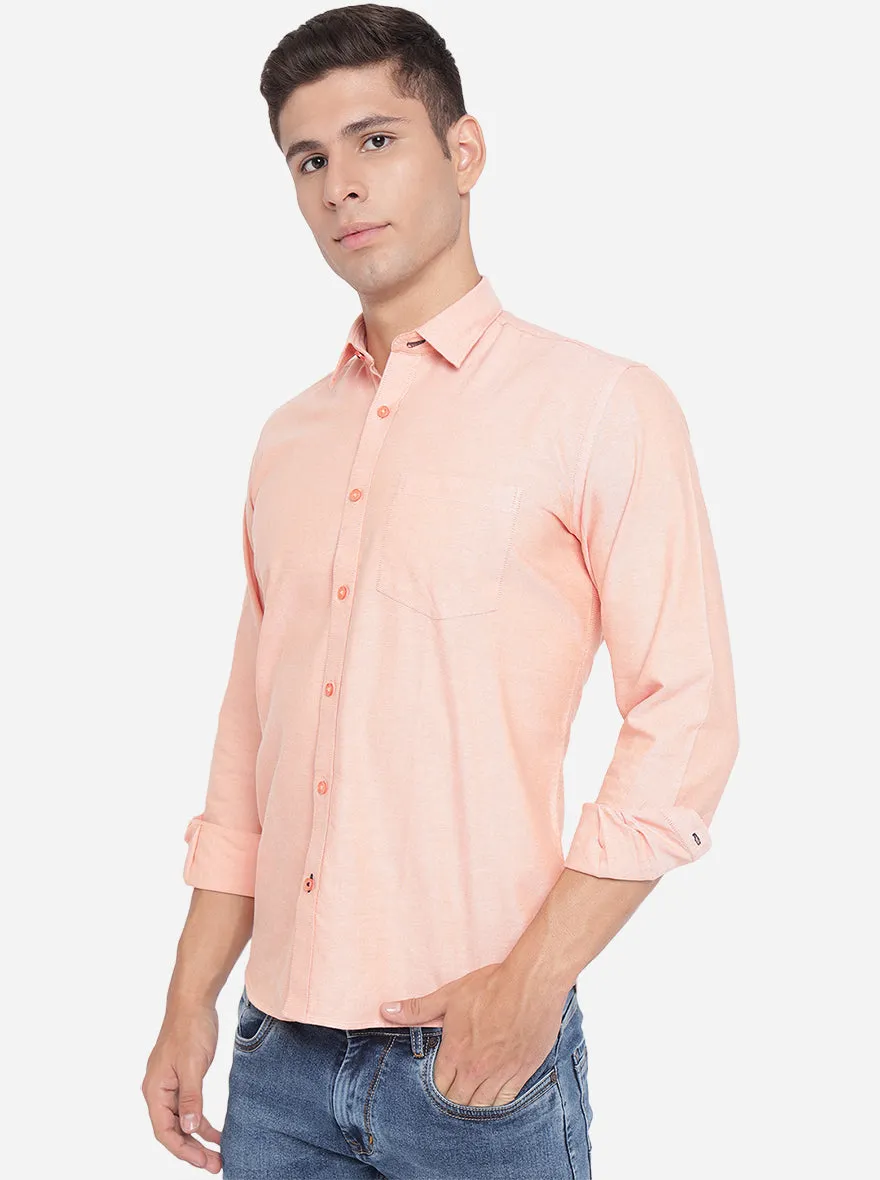 Light Pink Solid Slim Fit Casual Shirt | Greenfibre