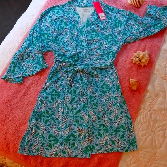 Lilly Pulitzer Robe - Sherona Robe Leapin Leopards XS/XXS