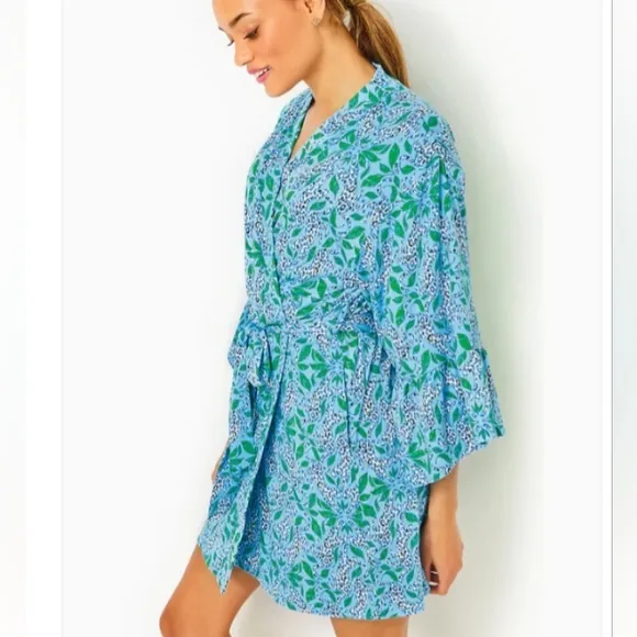 Lilly Pulitzer Robe - Sherona Robe Leapin Leopards XS/XXS