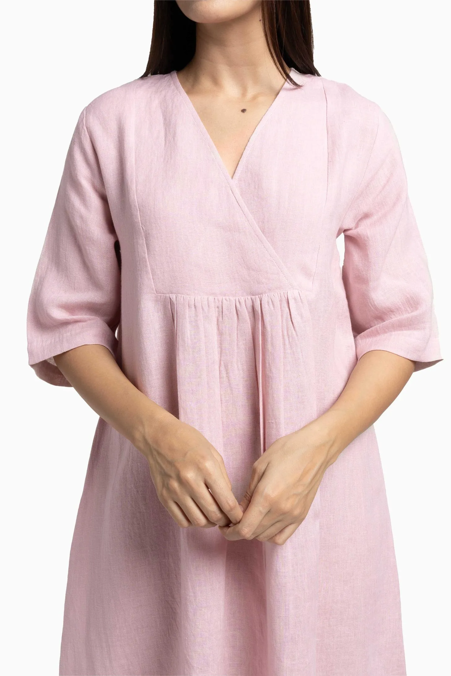 Linen Citrus Midi Dress-Sage Green