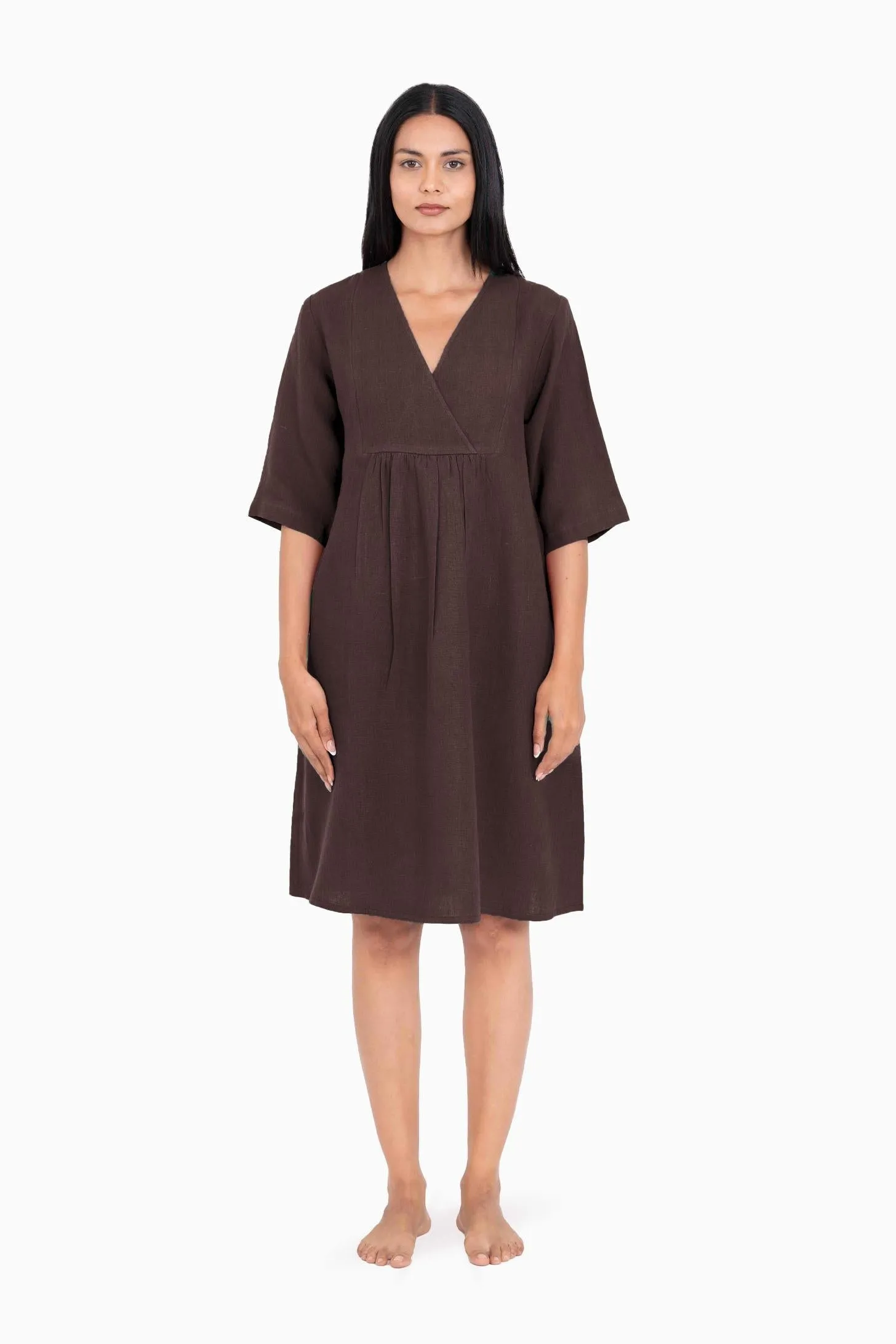Linen Citrus Midi Dress-Sage Green