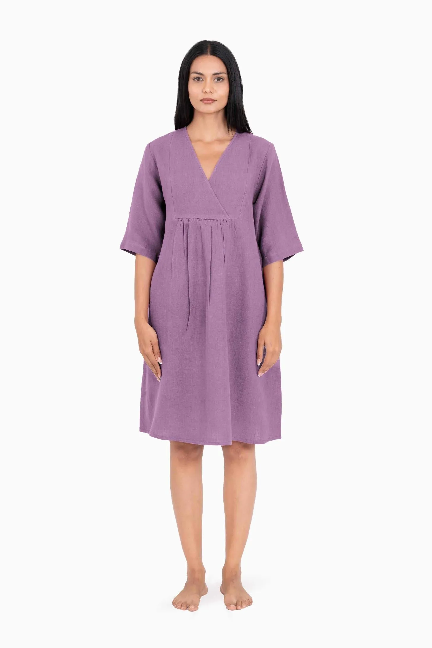 Linen Citrus Midi Dress-Sage Green