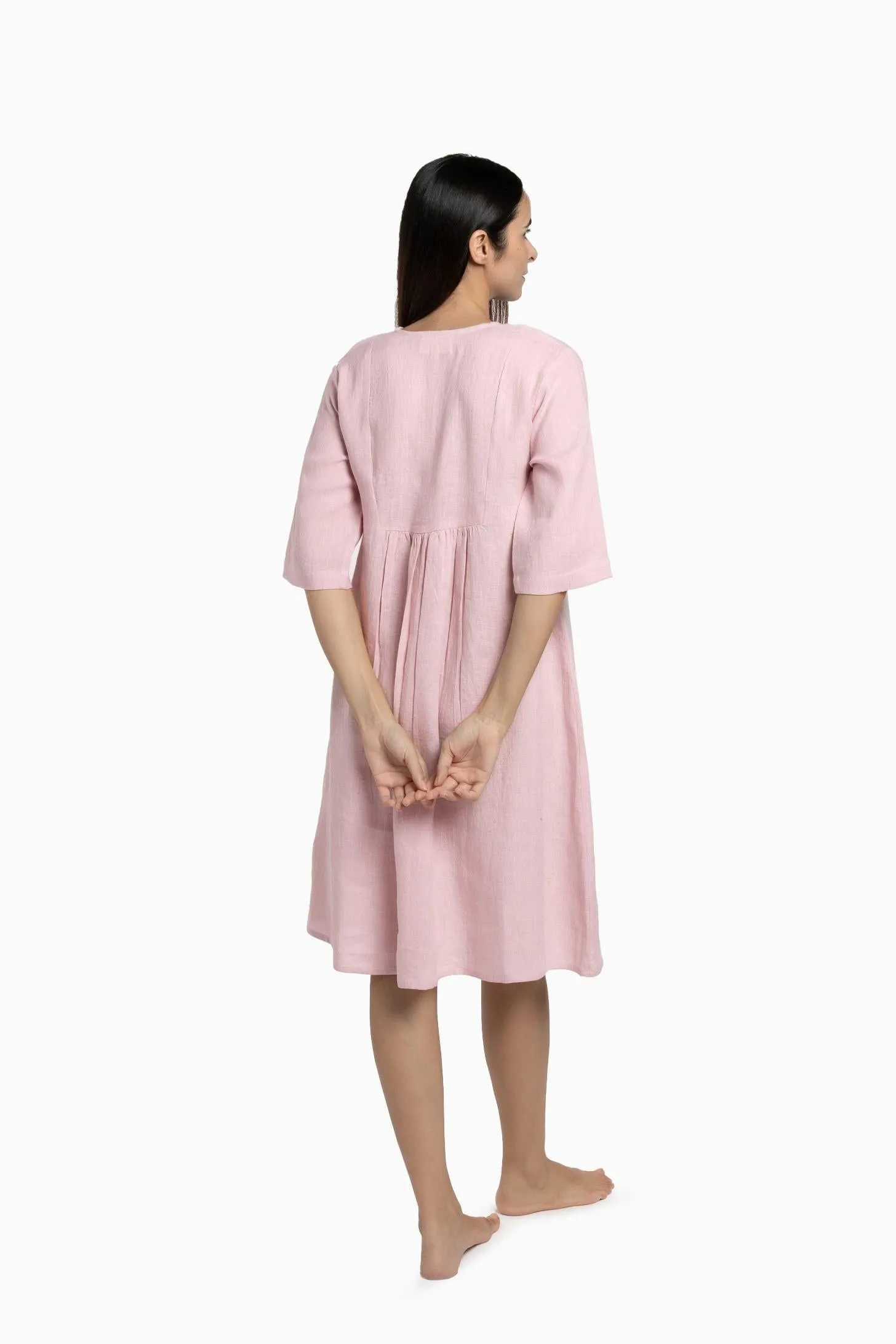 Linen Citrus Midi Dress-Sage Green