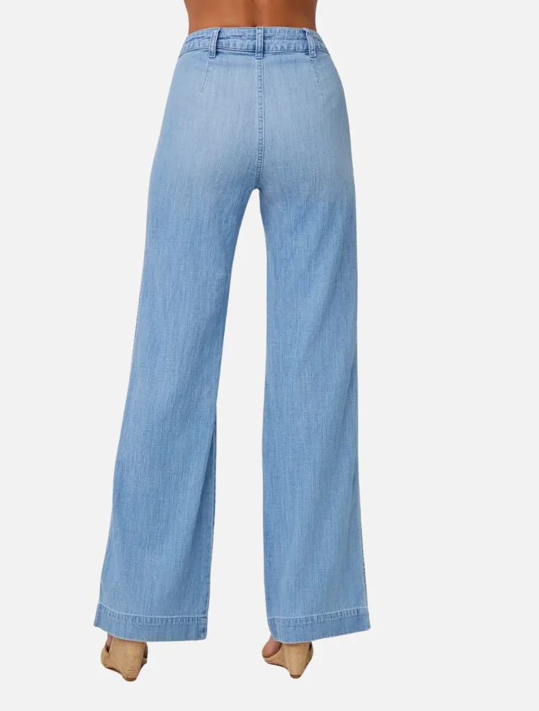 Lola Two Pocket Wide Leg - Sea Breeze Wash