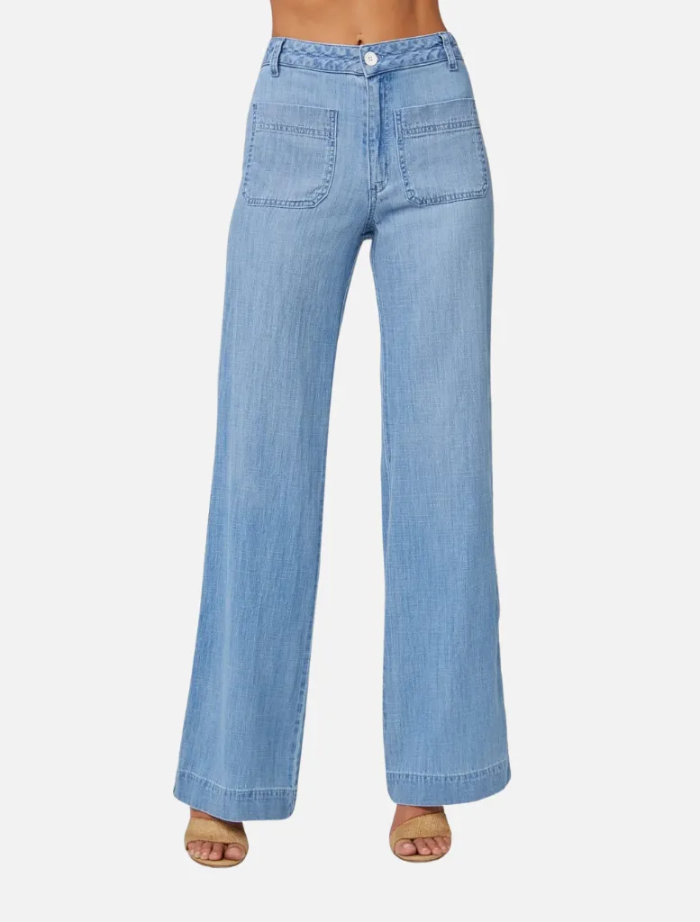 Lola Two Pocket Wide Leg - Sea Breeze Wash