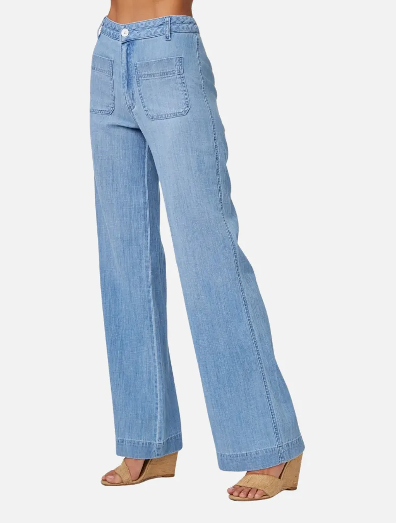 Lola Two Pocket Wide Leg - Sea Breeze Wash