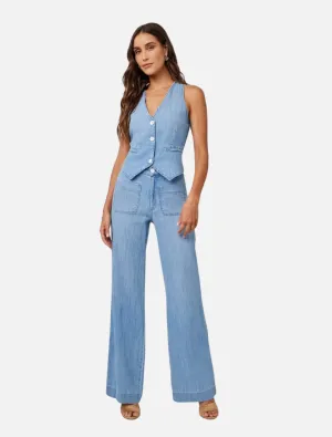 Lola Two Pocket Wide Leg - Sea Breeze Wash
