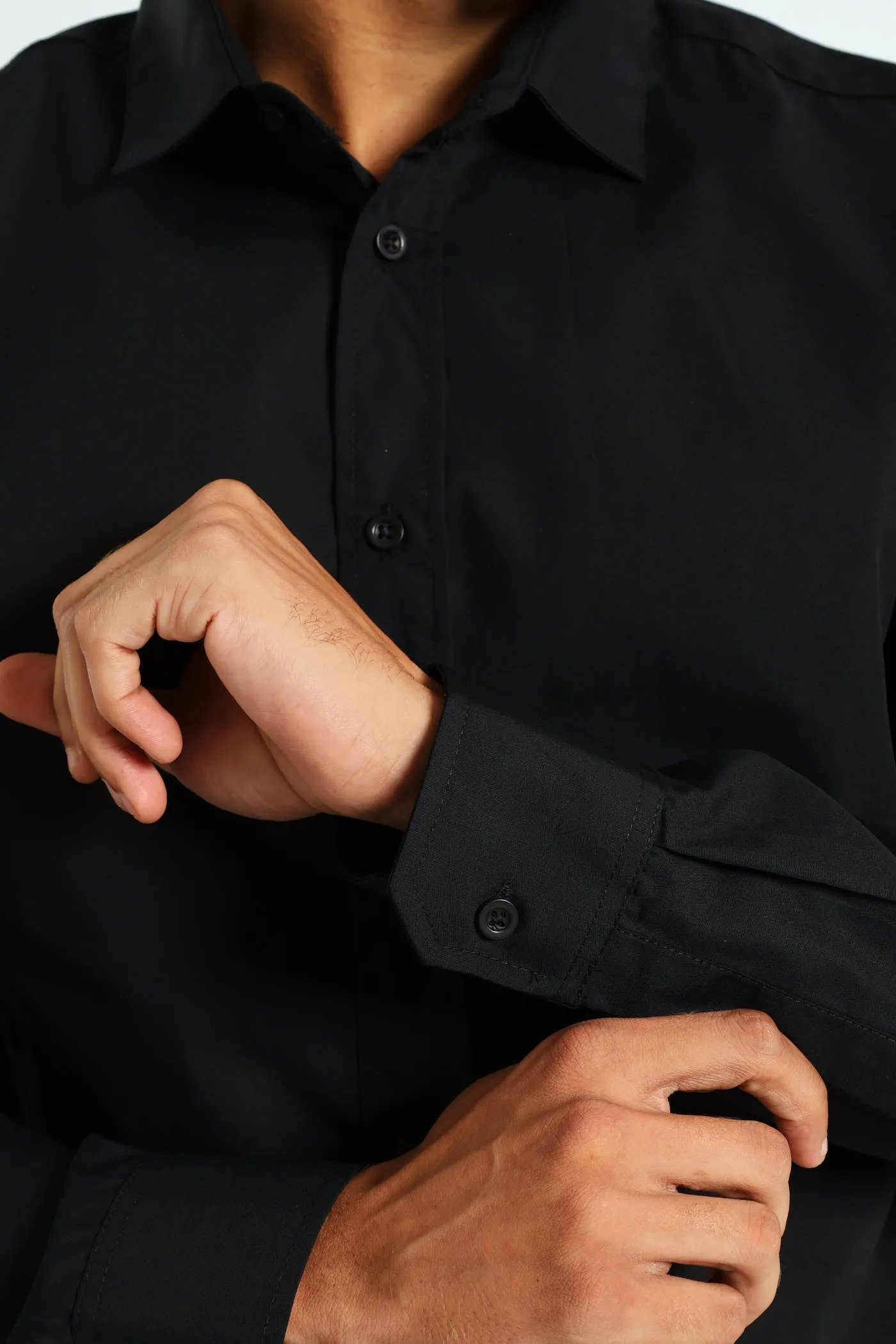 Long Sleeve Basic Smart Shirt - Black