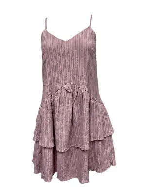 LOST IN LUNAR Women's Pink Sleeveless Ruffle Skirt Mini Dress Size XS NWT