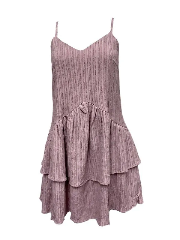 LOST IN LUNAR Women's Pink Sleeveless Ruffle Skirt Mini Dress Size XS NWT