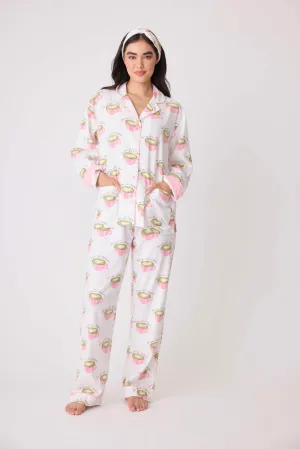 Love 'U' So Matcha Cozy Flannel PJ Set - White Linen