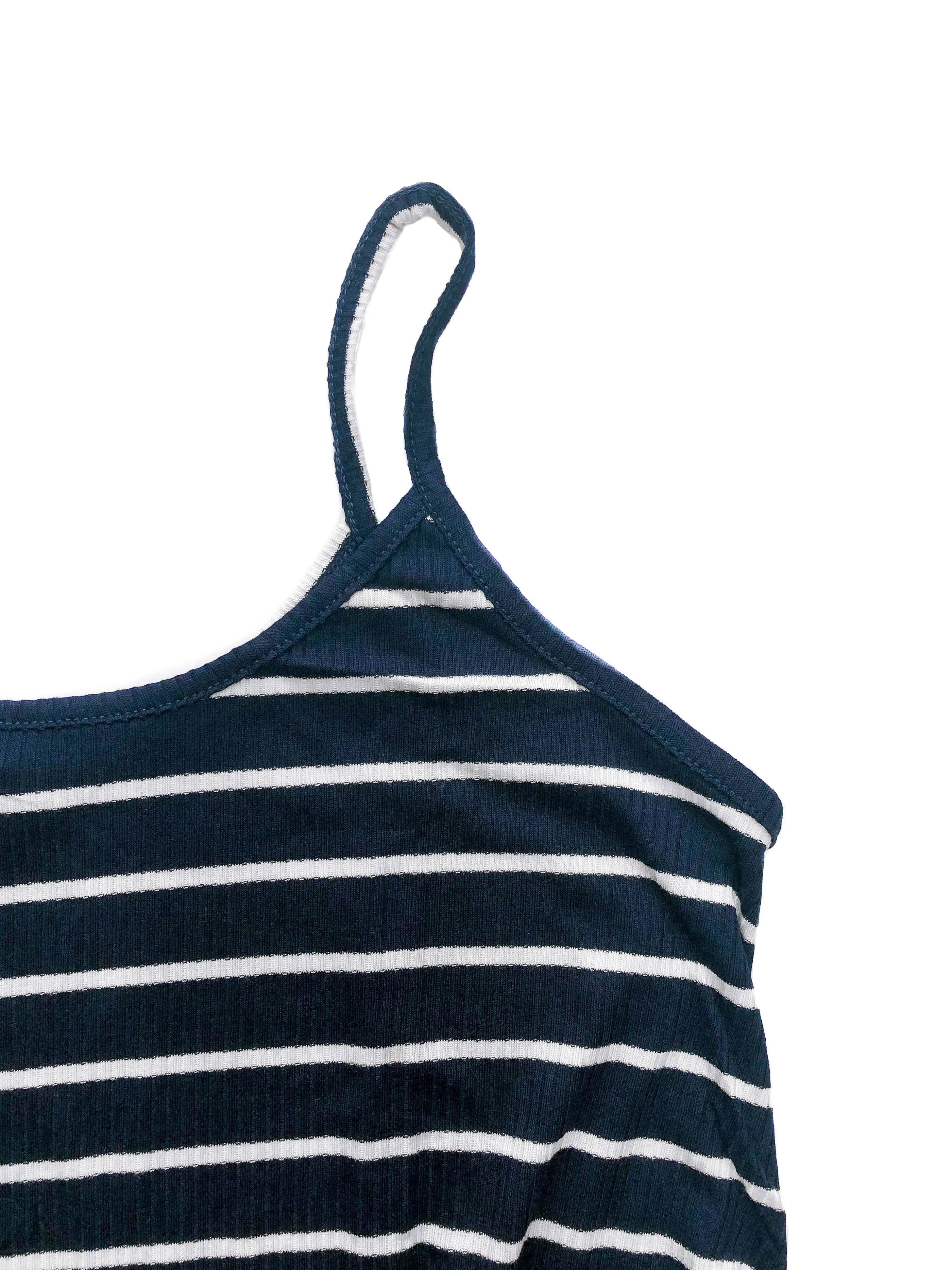 Madison Ribbed Cami Top - Navy/White