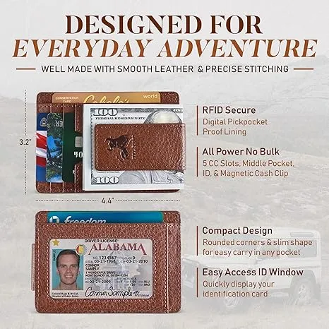 Magnetic Money Clip Card Case with ID