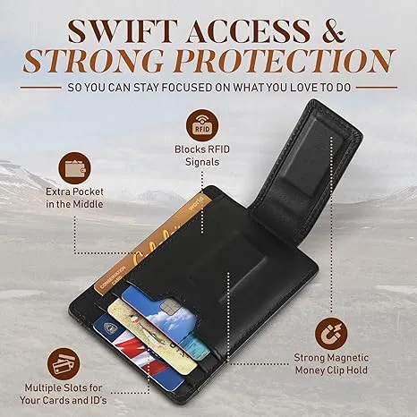 Magnetic Money Clip Card Case with ID