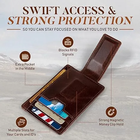 Magnetic Money Clip Card Case with ID