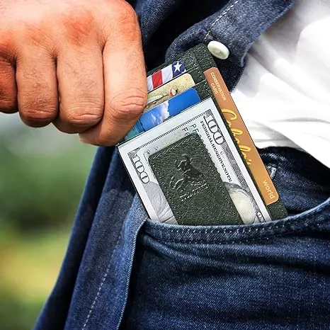 Magnetic Money Clip Card Case with ID