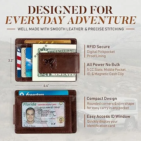 Magnetic Money Clip Card Case with ID