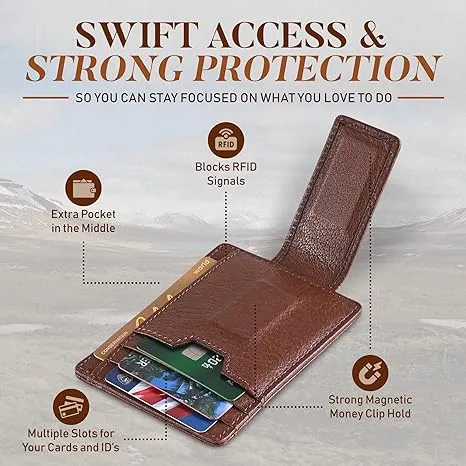Magnetic Money Clip Card Case with ID