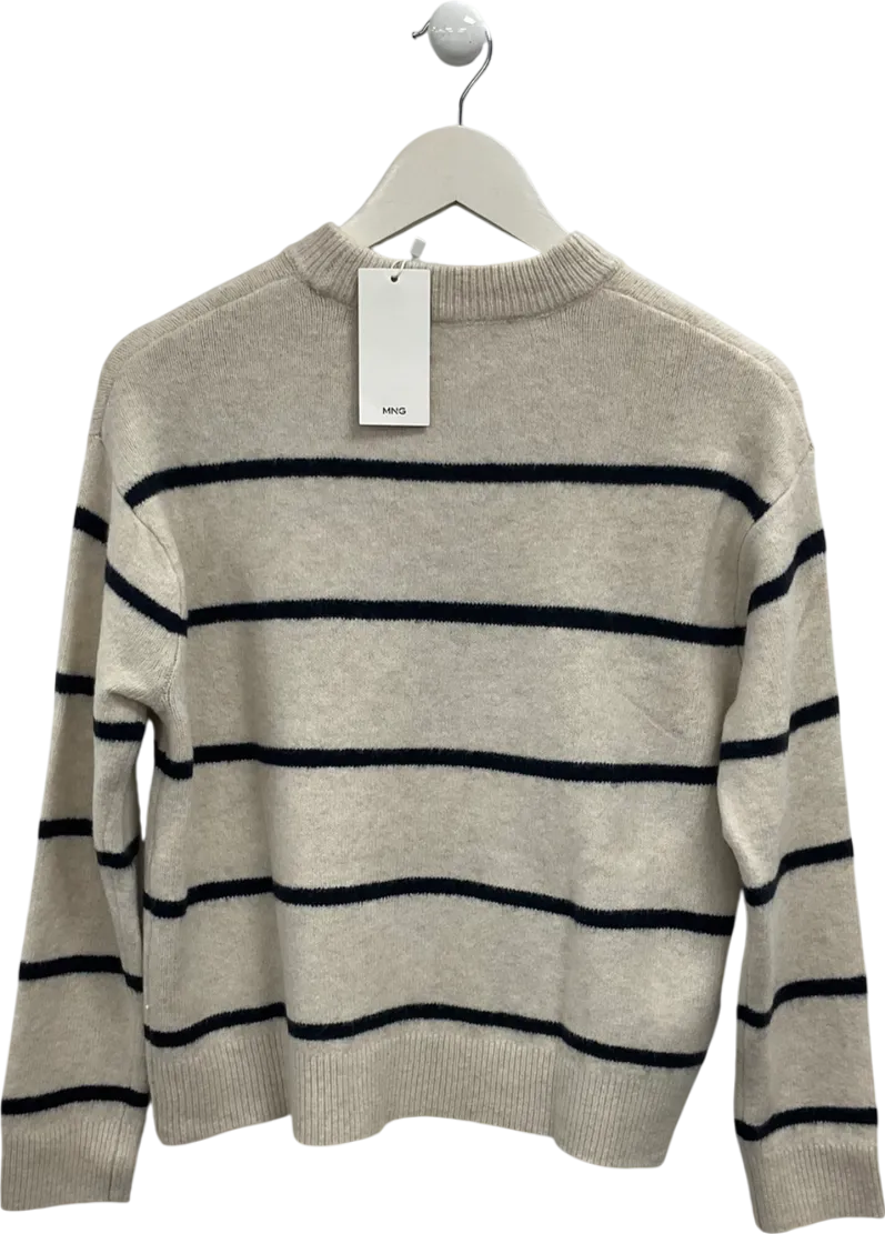 MANGO Cream Soft Striped Jumper UK M