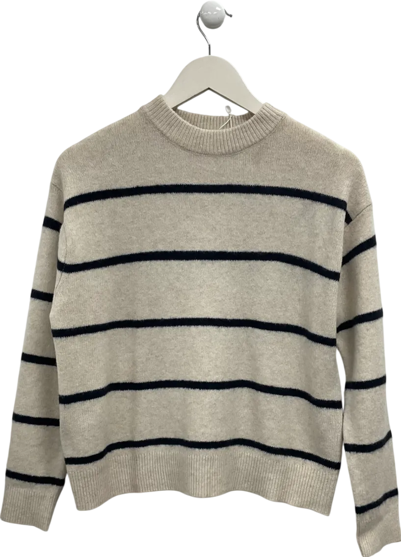 MANGO Cream Soft Striped Jumper UK M