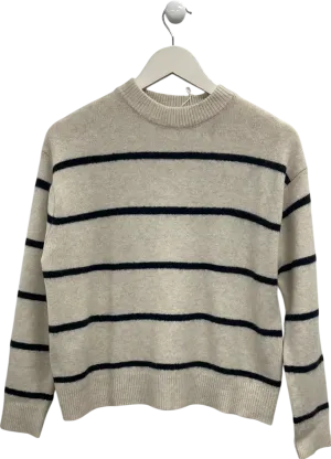 MANGO Cream Soft Striped Jumper UK M