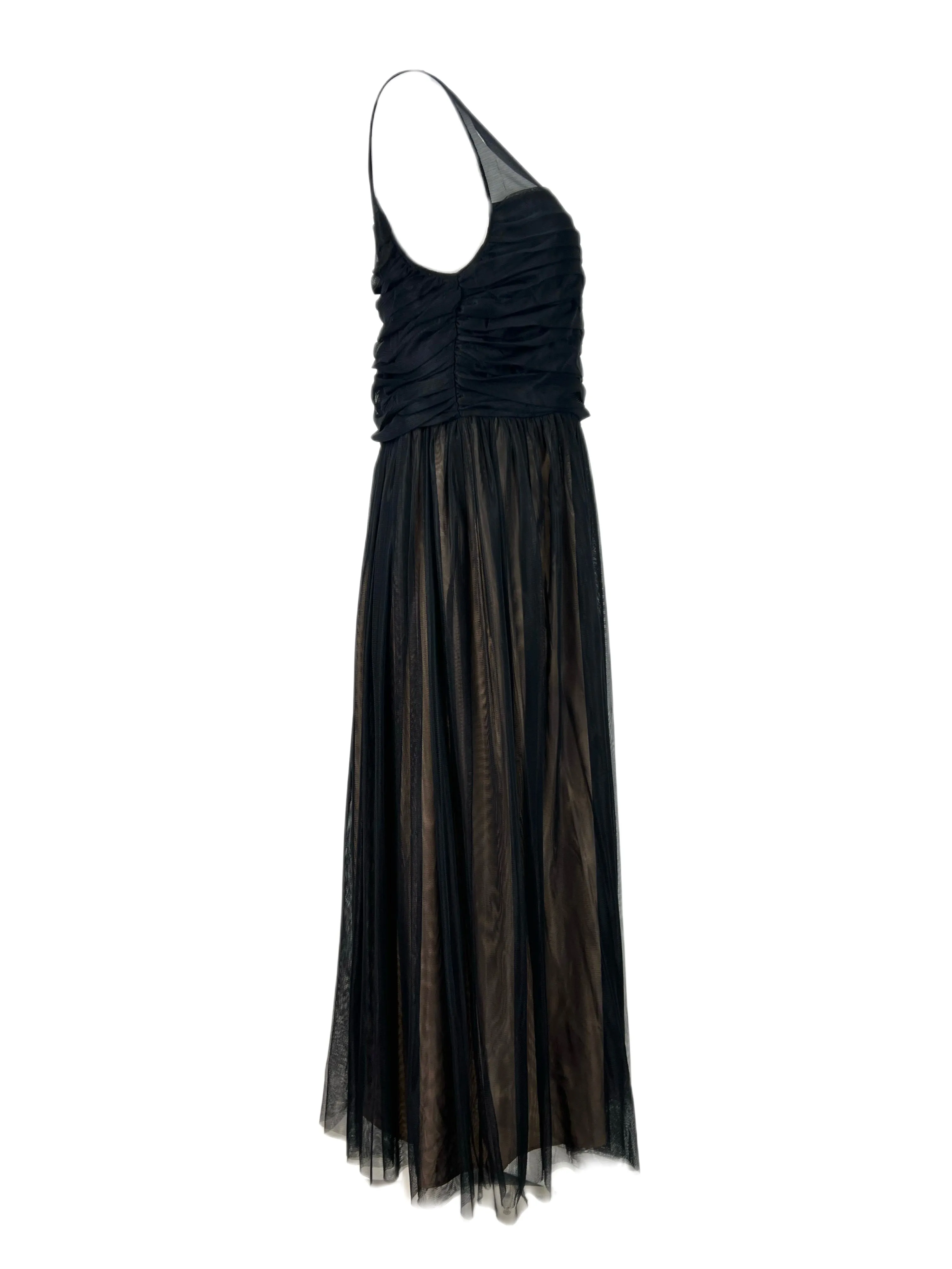 Marina Rinaldi Women's Black Dorico Sleeveless Mesh Maxi Dress NWT