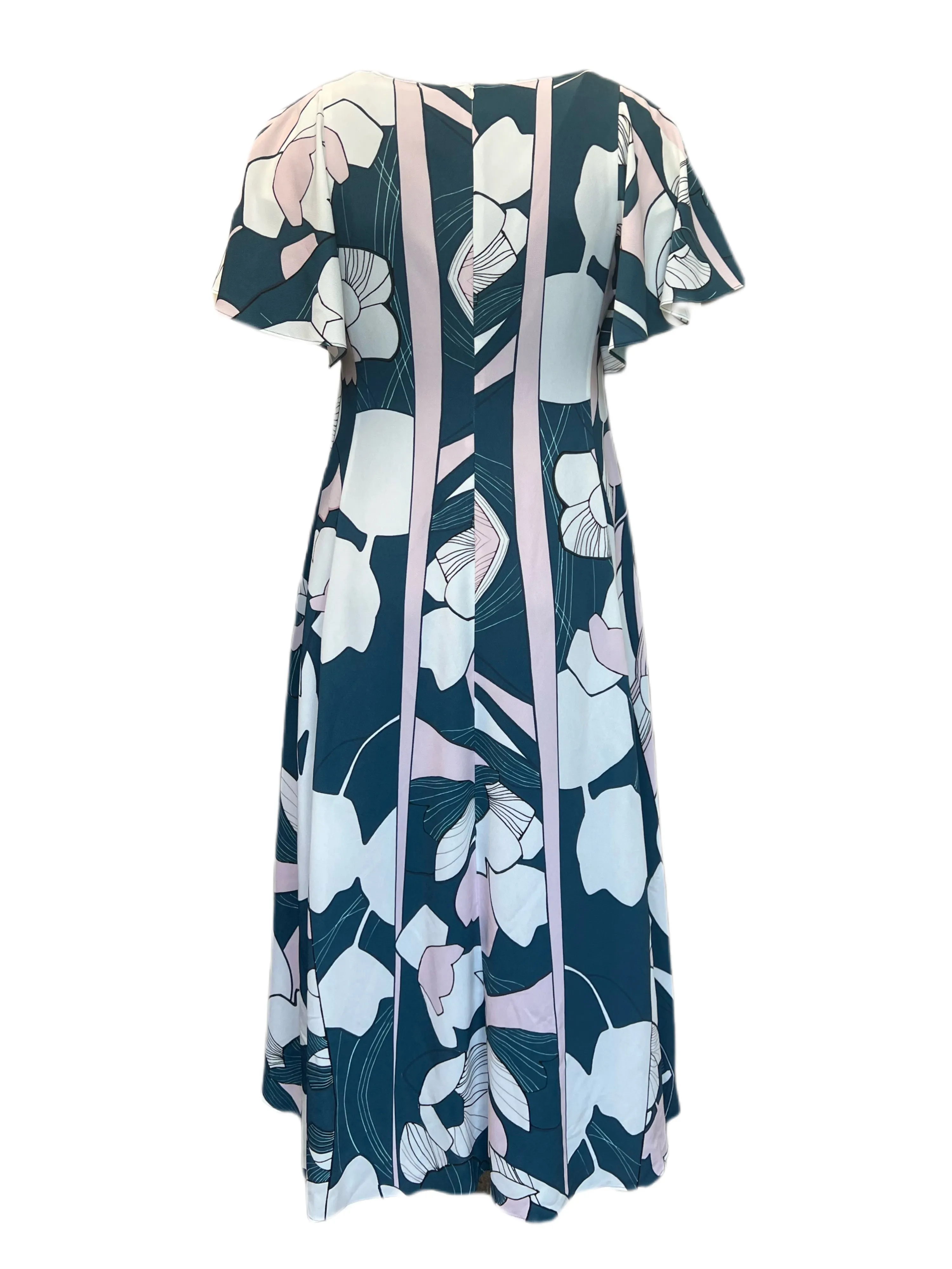 Marina Rinaldi Women's Dark Green Davos Printed A Line Dress Size 8W/17 NWT