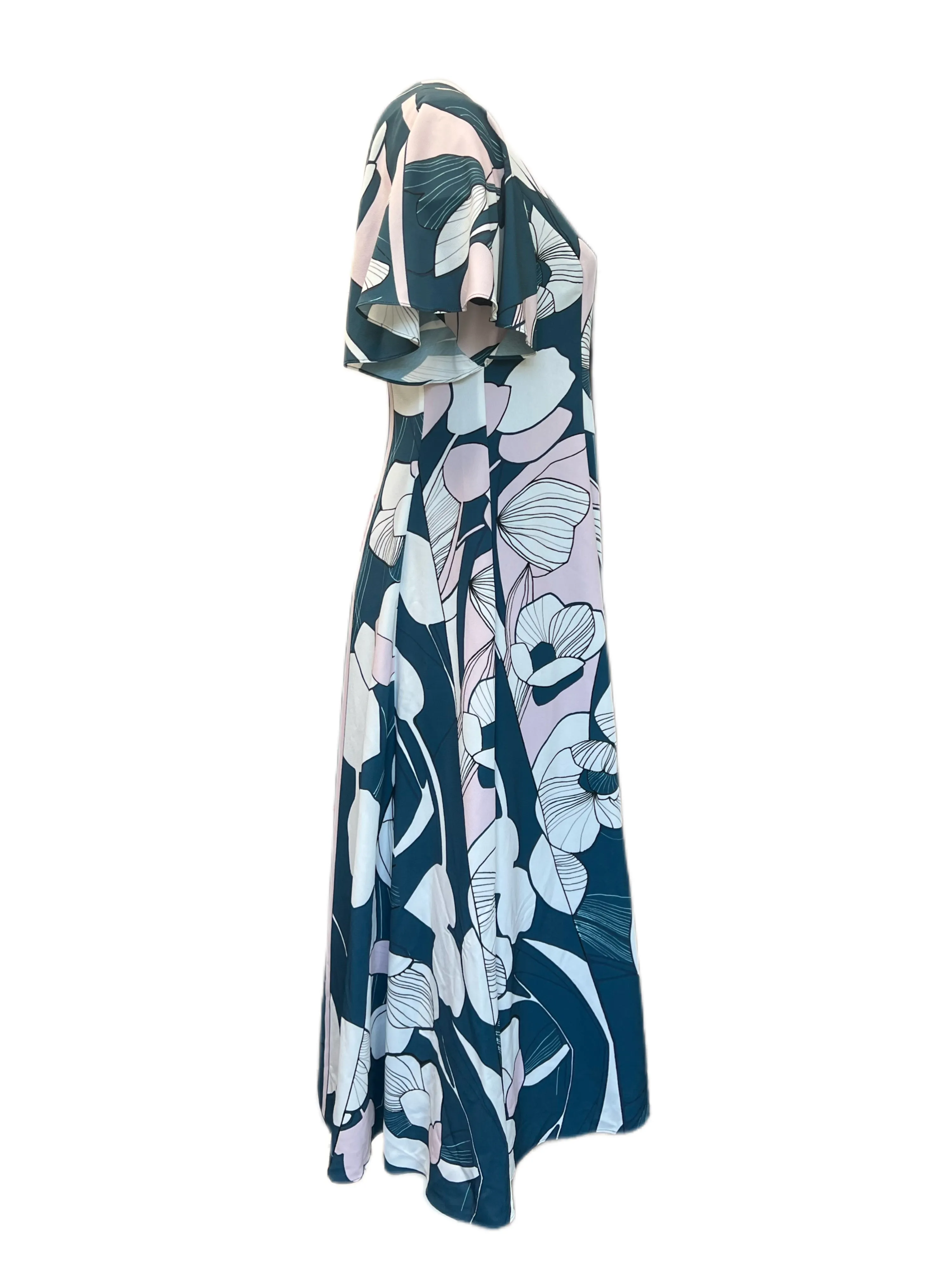Marina Rinaldi Women's Dark Green Davos Printed A Line Dress Size 8W/17 NWT